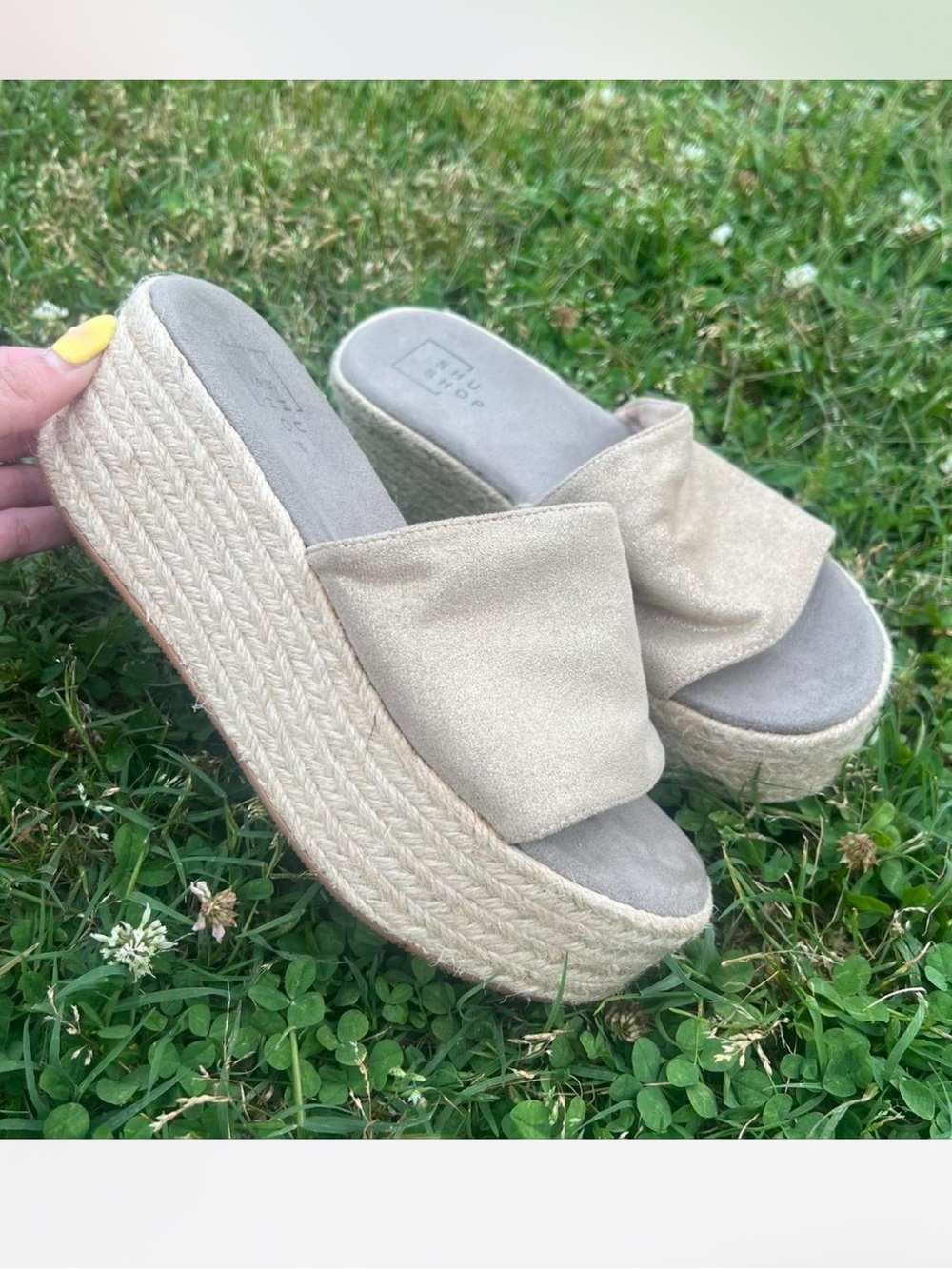 Beige Platform Slide Sandals - Women